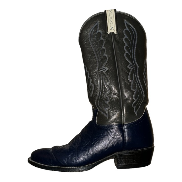Tony Lama Vintage Western Cowboy Boots Men’s Sz 9.5D Blue and Gray Leather S5440 - Picture 7 of 11